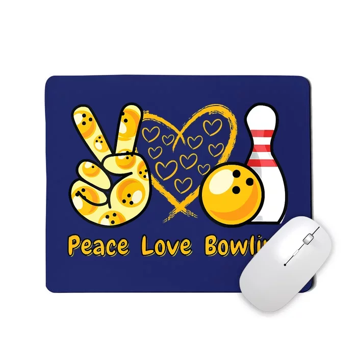 Women Peace Love Bowling Cool Men And Women Bowling Mousepad