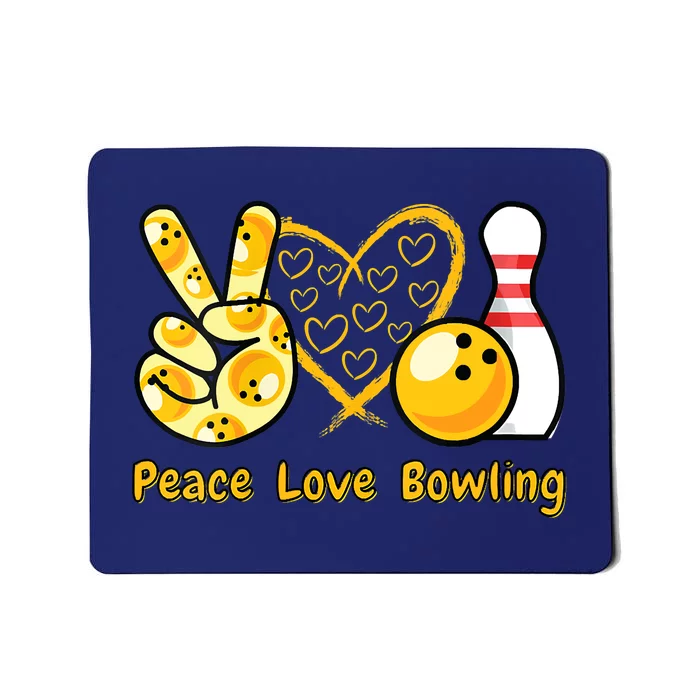 Women Peace Love Bowling Cool Men And Women Bowling Mousepad