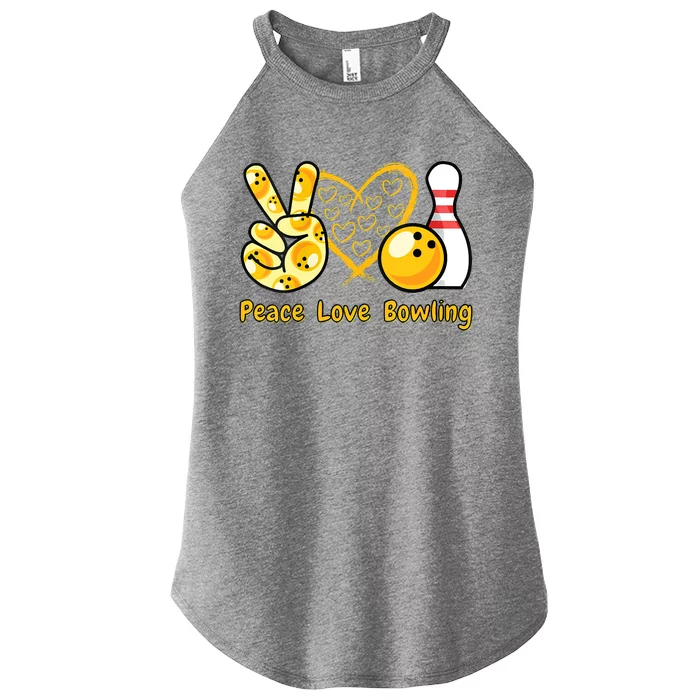 Women Peace Love Bowling Cool Men And Women Bowling Women’s Perfect Tri Rocker Tank