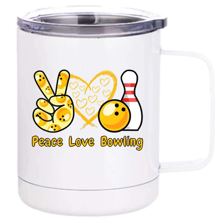 Women Peace Love Bowling Cool Men And Women Bowling Front & Back 12oz Stainless Steel Tumbler Cup