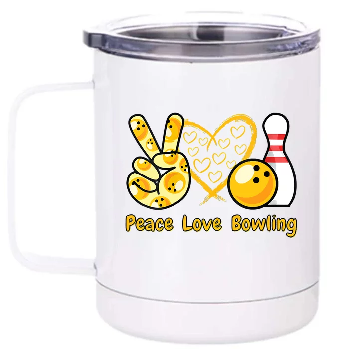 Women Peace Love Bowling Cool Men And Women Bowling Front & Back 12oz Stainless Steel Tumbler Cup