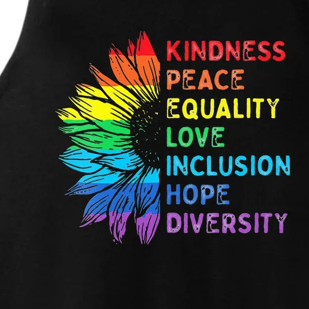 Womens Peace Love Diversity Inclusion Equality Human Rights Rainbow Ladies Tri-Blend Wicking Tank