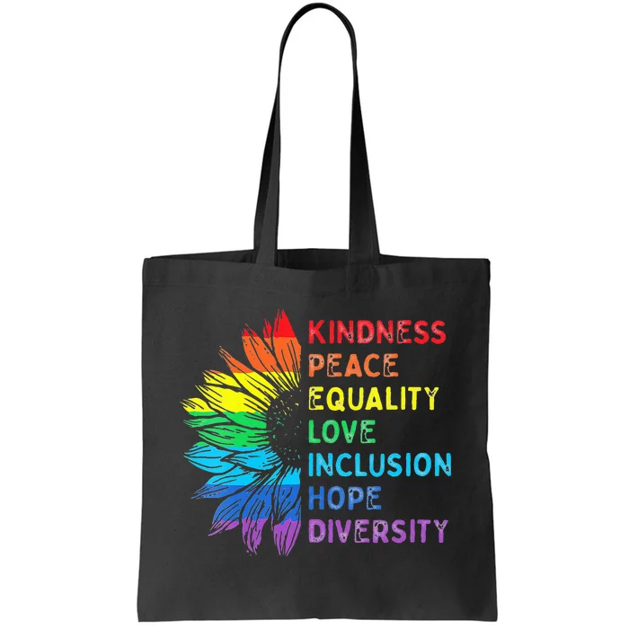 Womens Peace Love Diversity Inclusion Equality Human Rights Rainbow Tote Bag