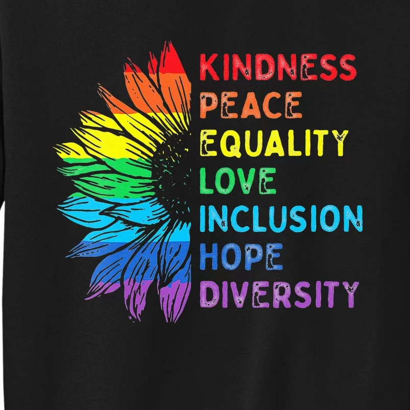 Womens Peace Love Diversity Inclusion Equality Human Rights Rainbow Tall Sweatshirt