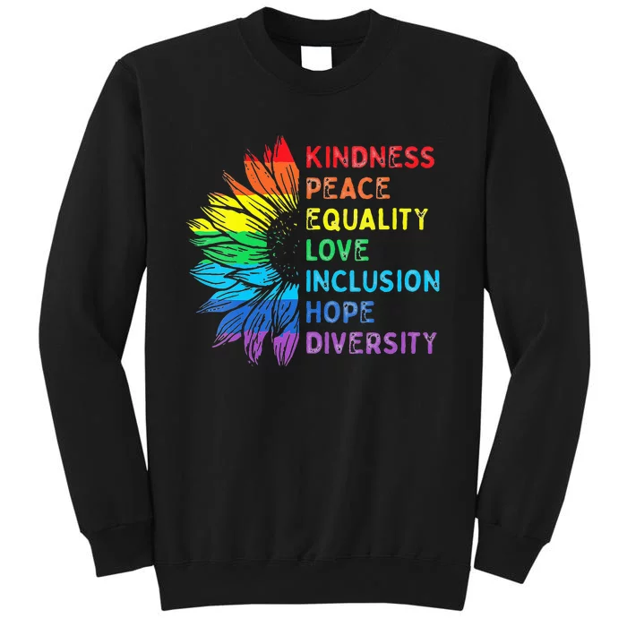 Womens Peace Love Diversity Inclusion Equality Human Rights Rainbow Tall Sweatshirt