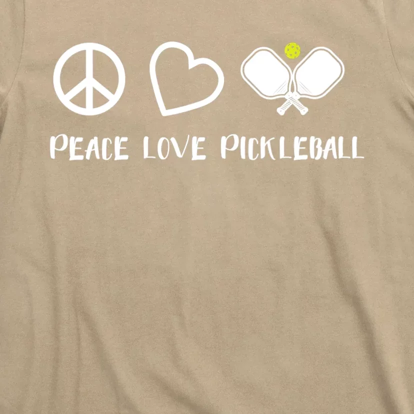 Womens Peace Love Pickleball Funny Pickleball Paddle Player Gift VNeck T T-Shirt