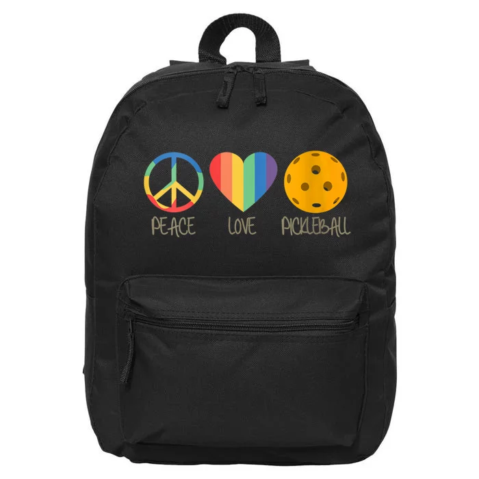 Womens Peace Love Pickleball 16 in Basic Backpack