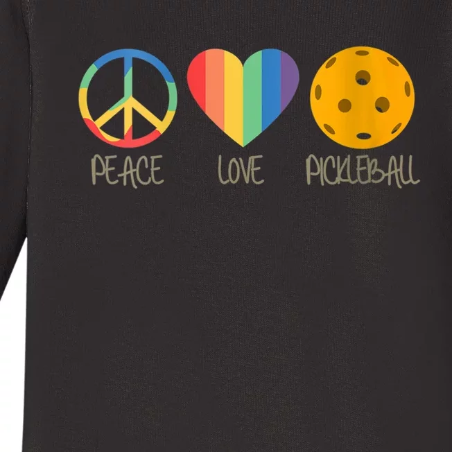 Womens Peace Love Pickleball Baby Long Sleeve Bodysuit