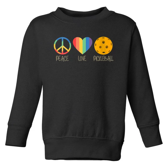 Womens Peace Love Pickleball Toddler Sweatshirt