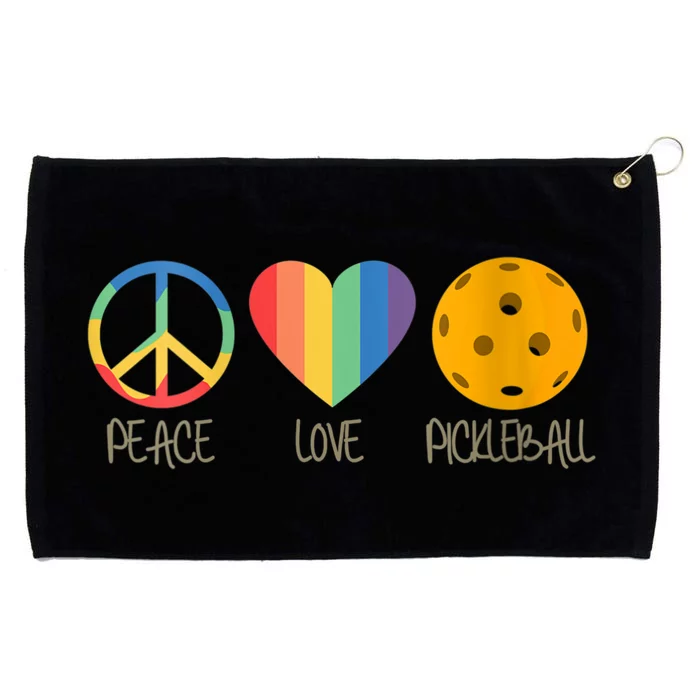 Womens Peace Love Pickleball Grommeted Golf Towel