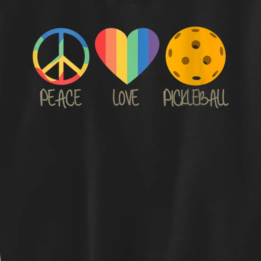 Womens Peace Love Pickleball Kids Sweatshirt