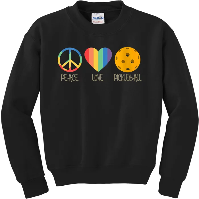 Womens Peace Love Pickleball Kids Sweatshirt