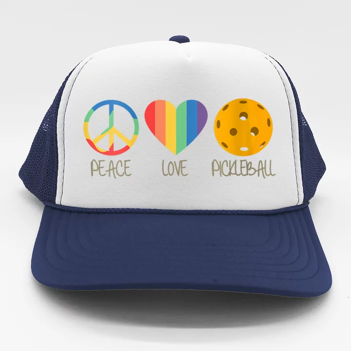 Womens Peace Love Pickleball Trucker Hat