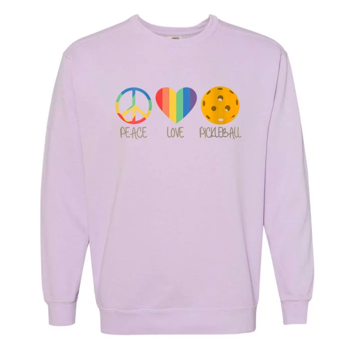 Womens Peace Love Pickleball Garment-Dyed Sweatshirt