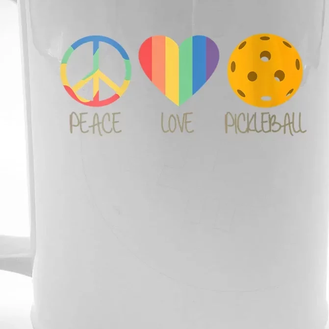 Womens Peace Love Pickleball Front & Back Beer Stein