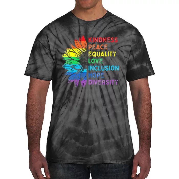 Womens Peace Love Diversity Inclusion Equality Human Rights Rainbow Tie-Dye T-Shirt