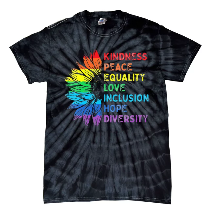 Womens Peace Love Diversity Inclusion Equality Human Rights Rainbow Tie-Dye T-Shirt