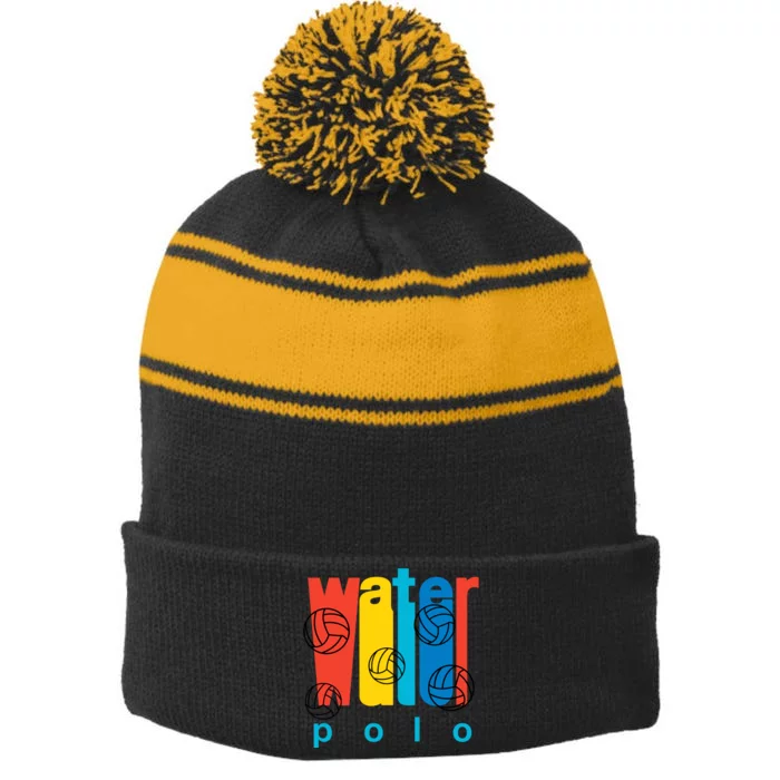 Water Polo Logo Stripe Pom Pom Beanie