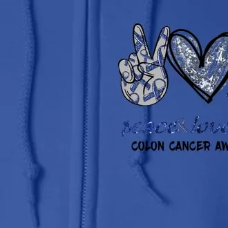 Wo Peace Love Cure Colon Cancer Awareness Gift Full Zip Hoodie