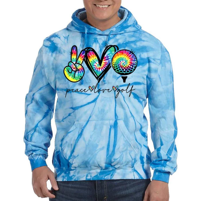 Womens Peace Love Golf Tie Dye Cute Golf Lovers Tie Dye Hoodie