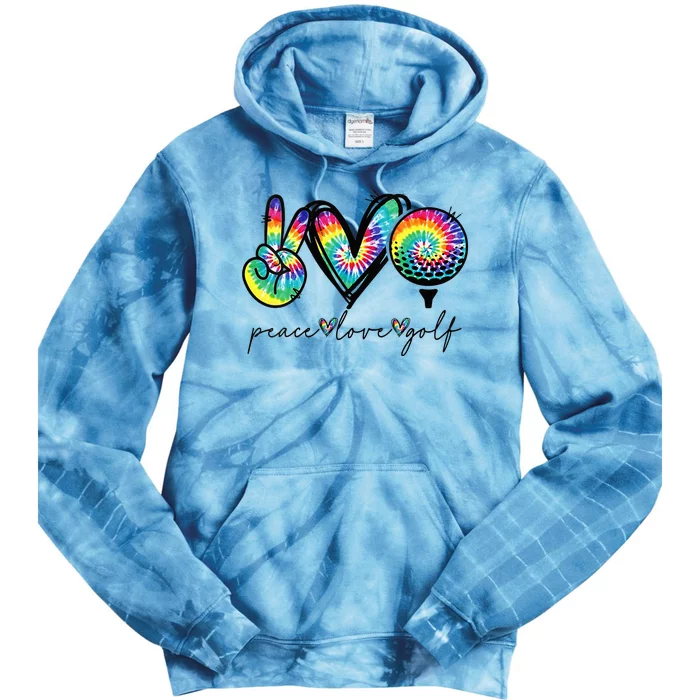 Womens Peace Love Golf Tie Dye Cute Golf Lovers Tie Dye Hoodie