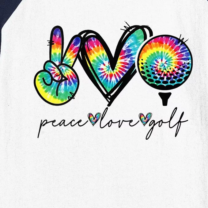 Womens Peace Love Golf Tie Dye Cute Golf Lovers Baseball Sleeve Shirt