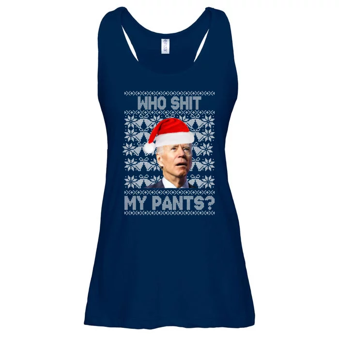 Who Pooped My Pants? Funny Biden Ugly Christmas Ladies Essential Flowy Tank