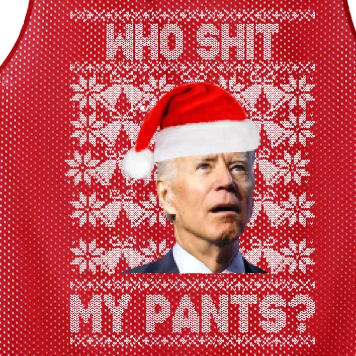 Who Pooped My Pants? Funny Biden Ugly Christmas Mesh Reversible Basketball Jersey Tank