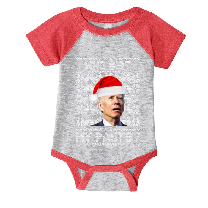 Who Pooped My Pants? Funny Biden Ugly Christmas Infant Baby Jersey Bodysuit