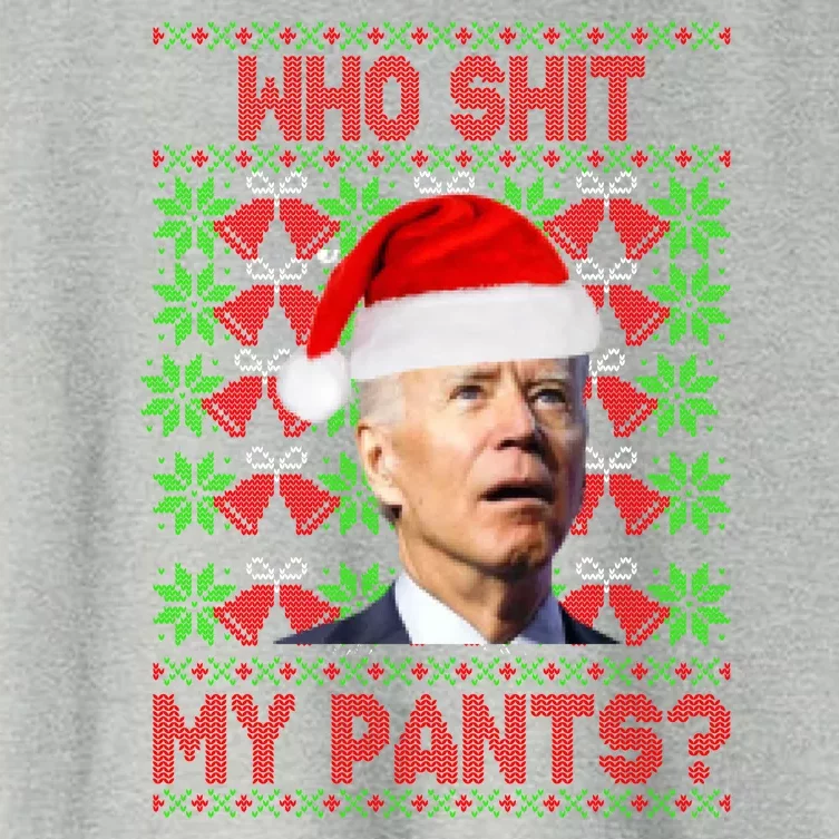 Who Pooped My Pants? Funny Biden Ugly Christmas Women's Crop Top Tee