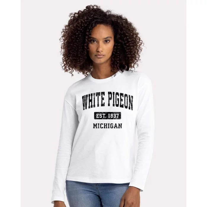 White Pigeon Michigan Mi Vintage Athletic Sports Womens Cotton Relaxed Long Sleeve T-Shirt