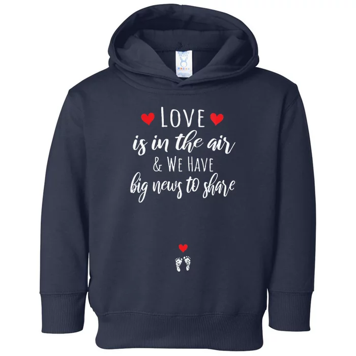 Womens Pregnant Mom Valentine's Day Pregnancy Reveal Announcement Toddler Hoodie