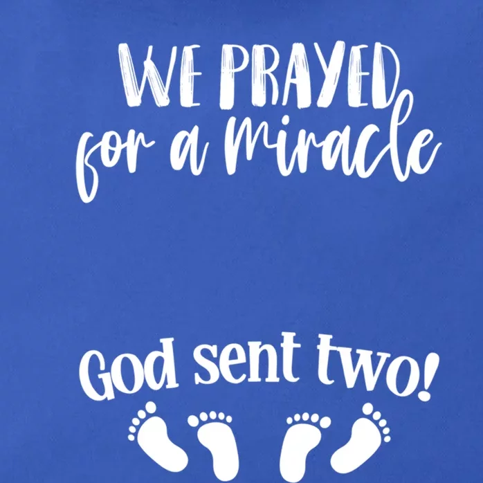 We Prayed Miracle God Sent Two 2025 Twins Shower Gift Zip Tote Bag