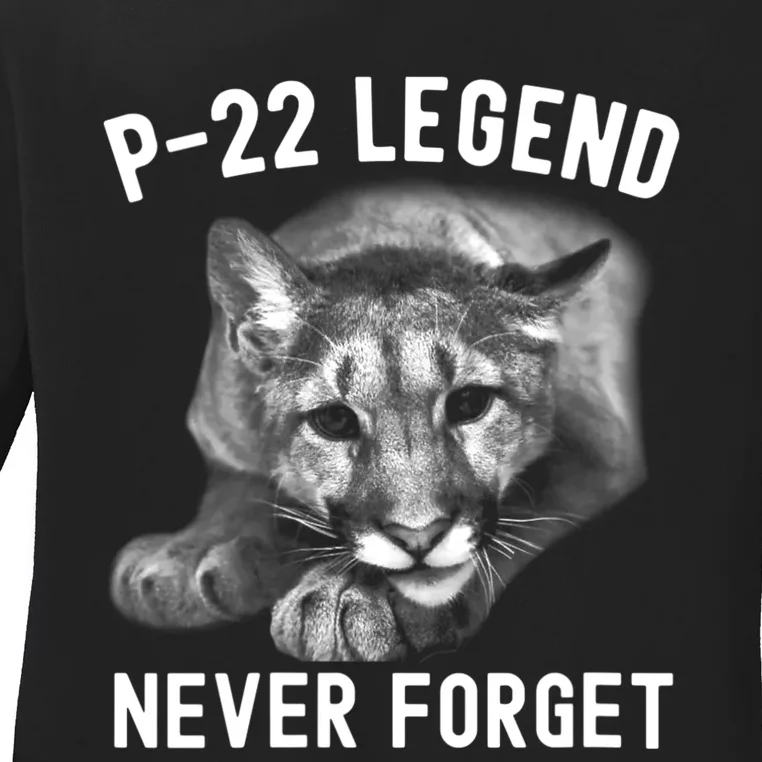 Womens P22 Mountain Lion Never Forget P22 Exotic Animals Ladies Long Sleeve Shirt