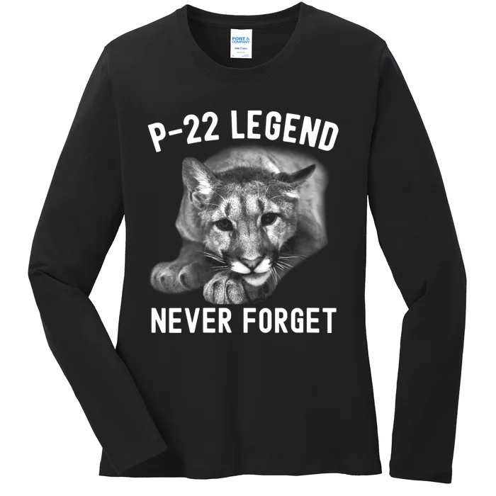 Womens P22 Mountain Lion Never Forget P22 Exotic Animals Ladies Long Sleeve Shirt