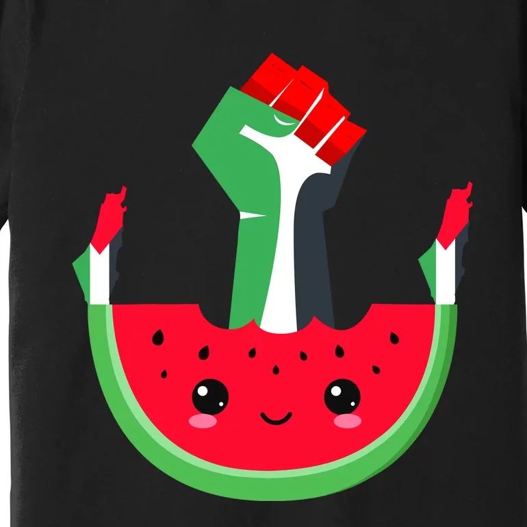 Watermelon Palestine Map Country Patriots And Supporters Premium T-Shirt