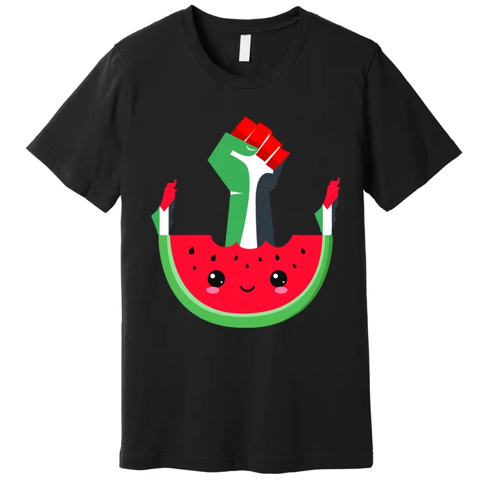 Watermelon Palestine Map Country Patriots And Supporters Premium T-Shirt