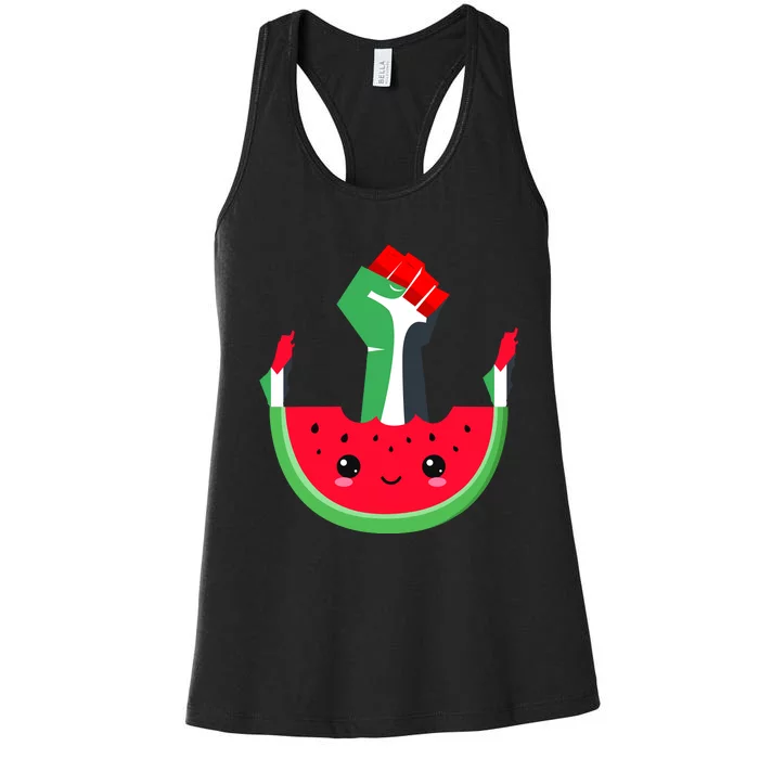 Watermelon Palestine Map Country Patriots And Supporters Women's Racerback Tank