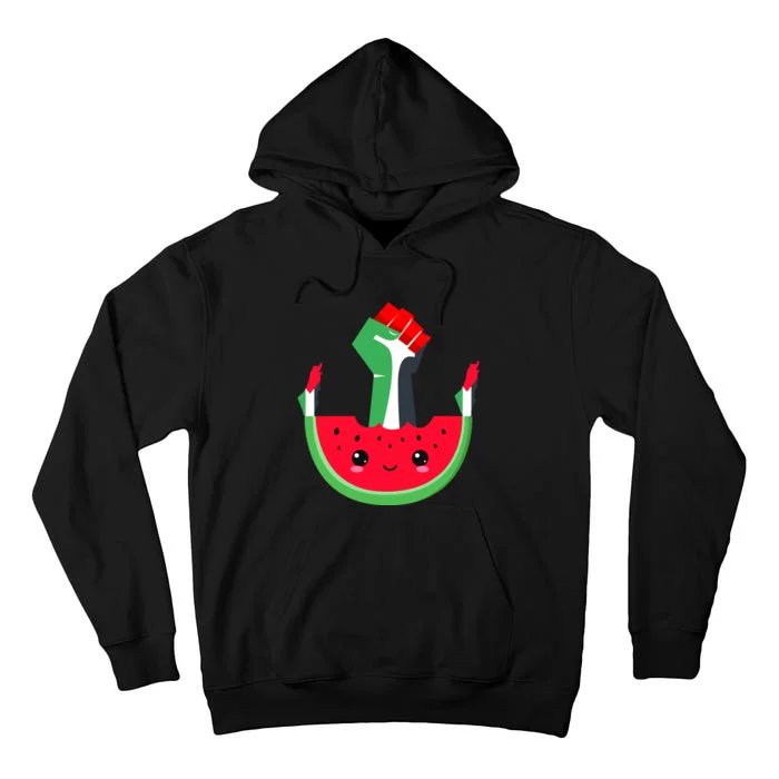 Watermelon Palestine Map Country Patriots And Supporters Tall Hoodie