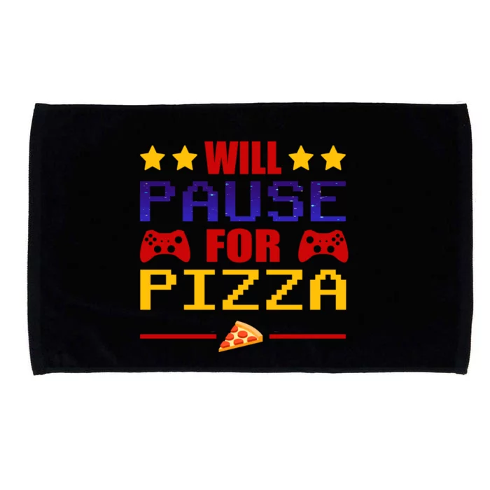 Will Pause My Game For Pizza Funny Gaming Gift Cool Gift Microfiber Hand Towel