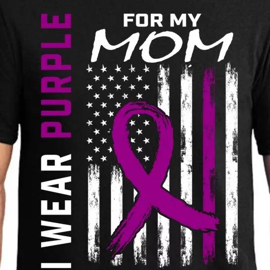 Wear Purple Mom Detia Alzheimers Awareness American Flag Gift Pajama Set