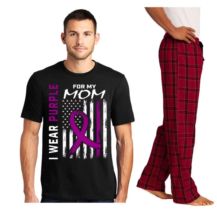 Wear Purple Mom Detia Alzheimers Awareness American Flag Gift Pajama Set