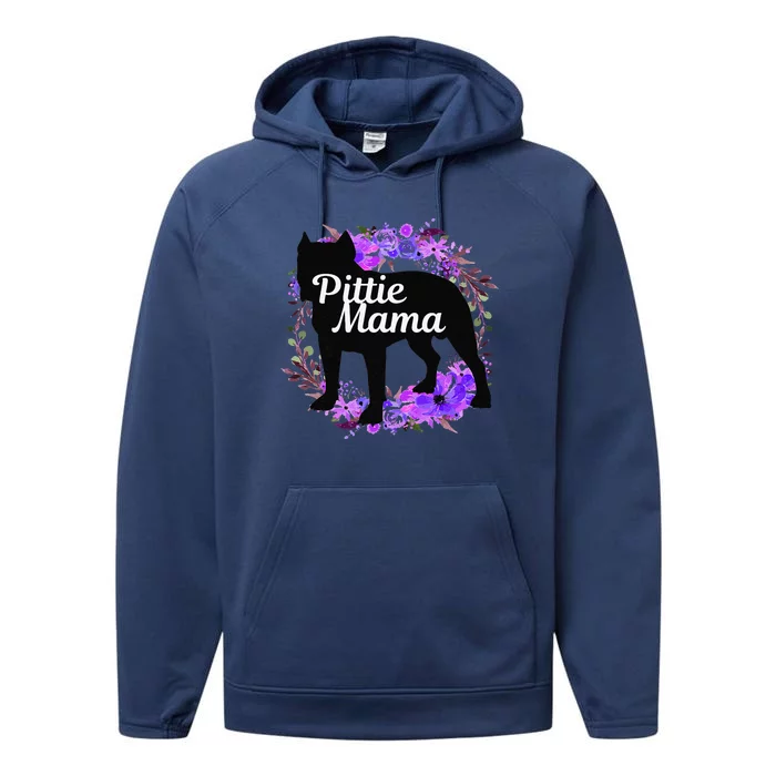 Womens Pitbull Mom Pittie Mama Dog Lover Funny Mother's Day Gift Performance Fleece Hoodie