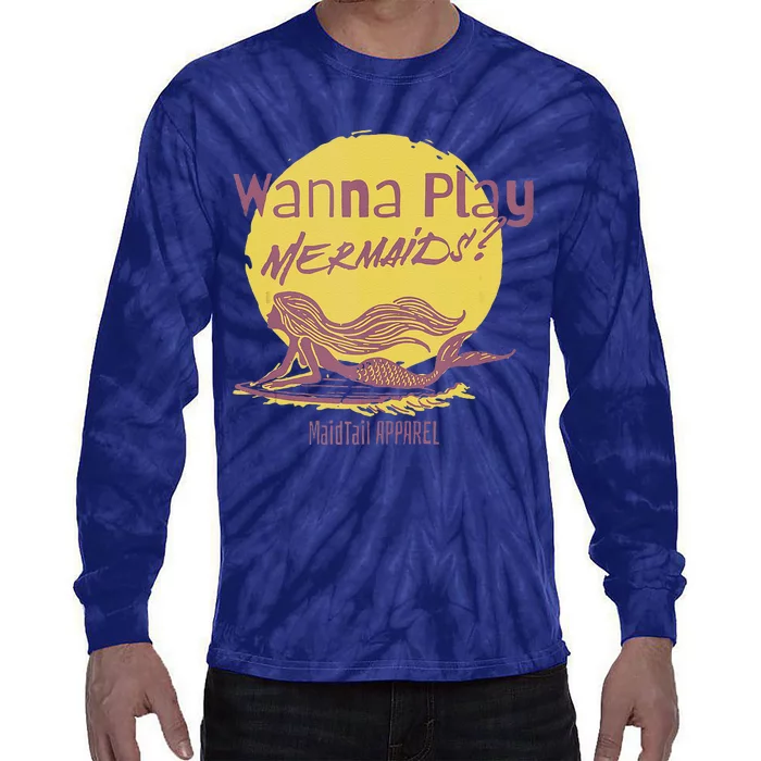 Wanna Play Mermaids Funny Cute Mermaid Swim Team Love Tie-Dye Long Sleeve Shirt