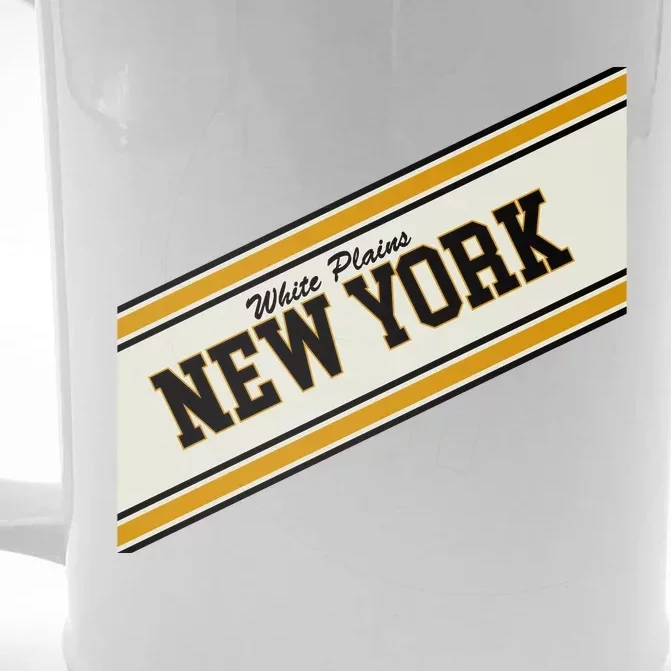 White Plains New York Varsity Logo Front & Back Beer Stein