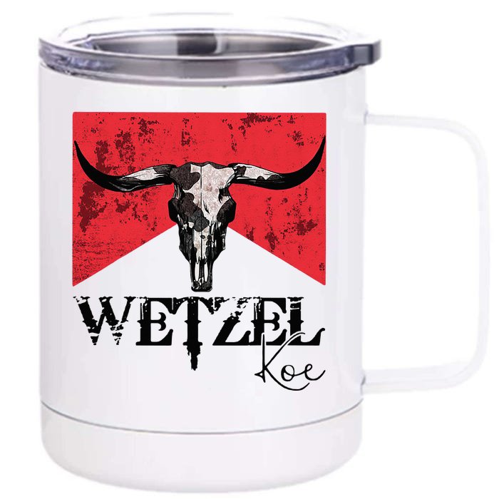 Wetzel Personalized Name Western Country Music Bull Skull Front & Back 12oz Stainless Steel Tumbler Cup