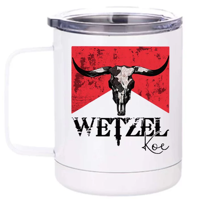 Wetzel Personalized Name Western Country Music Bull Skull Front & Back 12oz Stainless Steel Tumbler Cup