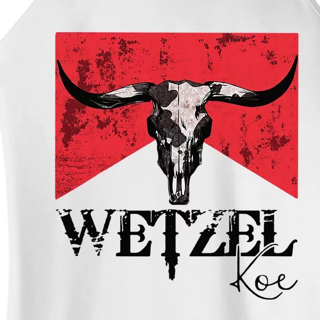 Wetzel Personalized Name Western Country Music Bull Skull Women’s Perfect Tri Rocker Tank