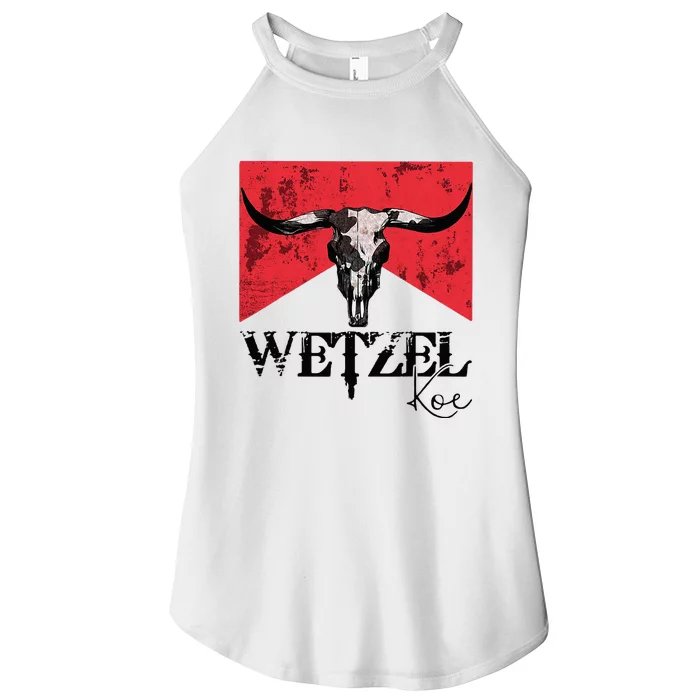 Wetzel Personalized Name Western Country Music Bull Skull Women’s Perfect Tri Rocker Tank