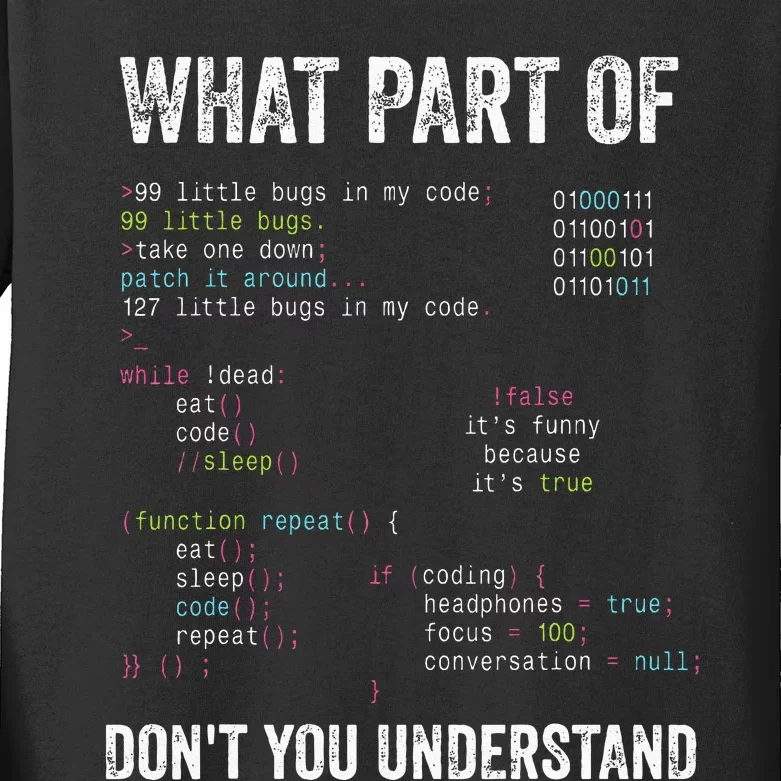 What Part Of Dont You Understand Computer Science Lovers Kids Long Sleeve Shirt